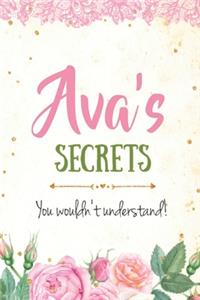Ava's Secrets personalized name notebook for girls and women
