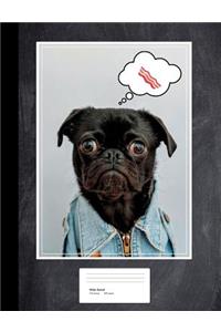 Pug Loves Bacon Composition Book Wide Rule