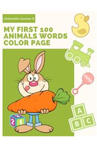 My First 100 Animals Words Color Page