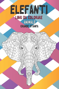 Libri da colorare - Grande stampa - Animale - Elefanti