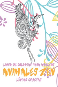 Libro de colorear para adultos - Líneas gruesas - Animales zen