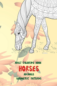 Adult Coloring Book Geometric Patterns - Animals - Horses