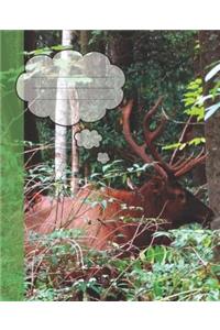Large Brown Elk in the Woods Wide-ruled Lined School Blank Composition Notebook