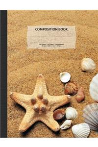 Sand & Seashells Composition Notebook, College Ruled: 100 Sheets / 200 Pages, 9-3/4