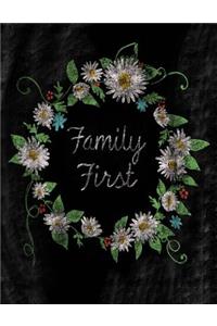 Family First;Chalkboard Pretty Floral Journal/Notebook/Gift For Women/Girls
