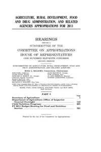 Agriculture, Rural Development, Food and Drug Administration, and related agencies appropriations for 2011