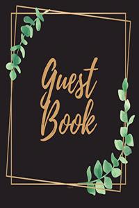 Guest Book - Gold Frame #12 For any occasion Light Green Color Pages 8.5 x 8.5 Inches 82 pages