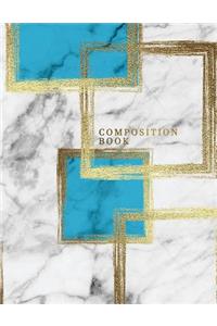 Composition Book: Marble + Gold Bullet Notebook - 150-Page 1/4 Inch Dot Grid Marble Journal - 8.5 X 11 Matte Softcover