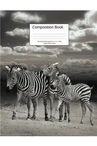 Composition Book 100 Sheets/200 Pages/8.5 X 11 In. Wide Ruled/ Zebra Family