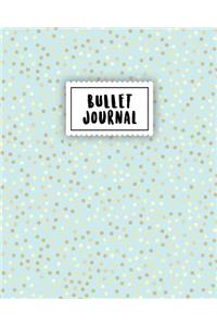 Bullet Journal: Tiny Gold Dots in Turquoise - 150 Dotted Grid Pages - Size 8x10 Inches - With Bullet Journal Notebook Dot Grid Sample Ideas for Beginners (Free Bullet Journal Lettering Guide)