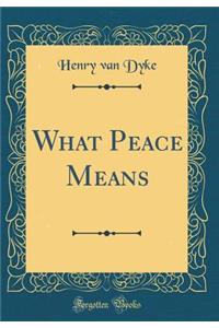 What Peace Means (Classic Reprint)