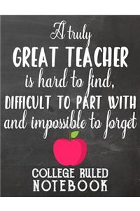 A Truly Great Teacher Is Hard to Find, Difficult to Part with and Impossible to Forget