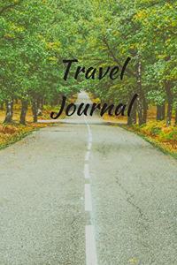 Travel Journal - 6x9 inch blank lined journal open road cover green