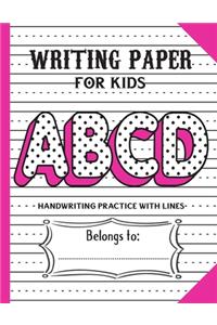 Handwriting Practice Paper with Lines for ABCD Kids