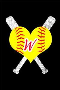 W Monogram Initial Softball Journal