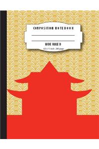 Composition notebook wide ruled 8.5 x 11 inch 200 page, Asian Japan