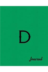 D Journal: Beautiful Green Writing Journal Designed to Resemble Leather and Embossing in 8x10 Softcover Paperback Notebook