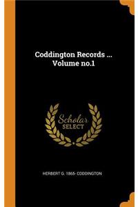 Coddington Records ... Volume no.1