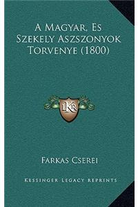 A Magyar, Es Szekely Aszszonyok Torvenye (1800)