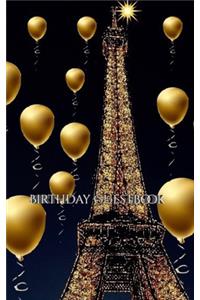 paris themed Eiffel Tower gold ballon Birthday blank guestbook