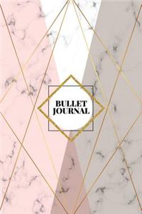 Bullet Journal: Marble + Gold Bullet Journal - 120-Page 1/4 Inch Dot Grid Notebook - 6 X 9 Marble & Gold Perfect Bound Softcover