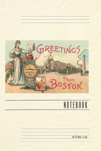 Vintage Lined Notebook Greetings from Boston, Mass.