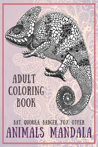 Animals Mandala - Adult Coloring Book - Bat, Quokka, Badger, Fox, other