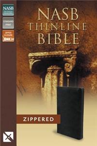 NASB, Thinline Zippered Collection Bible, Bonded Leather, Black, Red Letter Edition