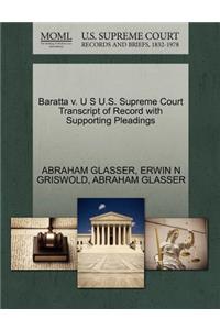 Baratta V. U S U.S. Supreme Court Transcript of Record with Supporting Pleadings