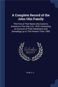 A Complete Record of the John Olin Family