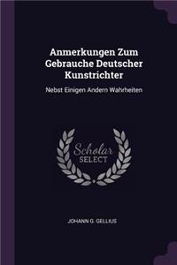 Anmerkungen Zum Gebrauche Deutscher Kunstrichter