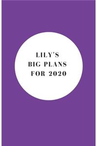 Lily's Big Plans For 2020 - Notebook/Journal/Diary - Personalised Girl/Women's Gift - Birthday/Party Bag Filler - 100 lined pages (Purple)
