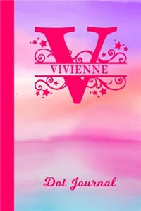 Vivienne Dot Journal: Personalized Custom First Name Personal Dotted Bullet Grid Writing Diary - Cute Pink & Purple Watercolor Cover - Daily Journaling for Journalists & 