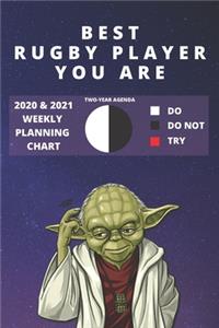2020 & 2021 Two-Year Weekly Planner For Best Rugby Player Gift Funny Yoda Quote Appointment Book Two Year Daily Agenda Notebook