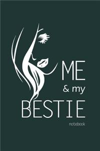 Me and My Bestie Notebook, Blank Write-in Journal, Dotted Lines, Wide Ruled, Medium (A5) 6 x 9 In (Olive Green)