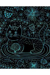 Journal Notebook Cute Cat in Flowers Pattern 7