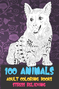 Adult Coloring Books Stress Relieving - 100 Animals