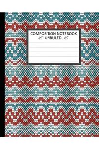 Unruled Composition Notebook 8 x 10, Norwegian Knitted Seamless Winter Pattern