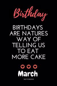 March birthday notebook - Amazing birthday notebook with black cover