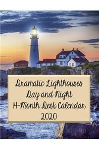 Dramatic Lighthouses Day and Night 14-Month Desk Calendar 2020
