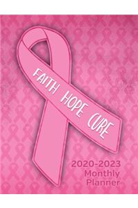 Breast Cancer Awareness Ribbon Faith Hope Cure 2020-2023 Four Year Monthly Planner