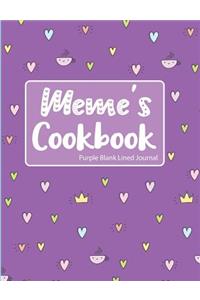 Meme's Cookbook Purple Blank Lined Journal