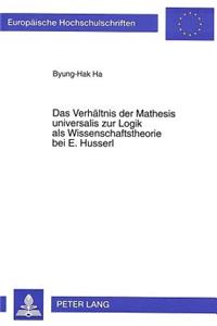 Verhaeltnis Der Mathesis Universalis Zur Logik ALS Wissenschaftstheorie Bei E. Husserl