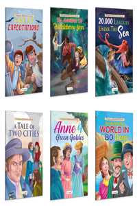 Timeless children's adventure Story books : 20,000 Leagues Under the Sea, The Adventures of Huckleberry Finn and more - Classic books for children, Educational books for kids | Pack of 6 books