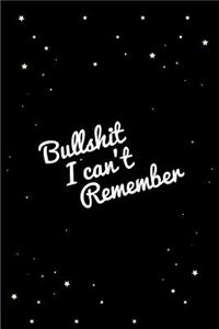 Bullshit I can't Remember Password Logbook