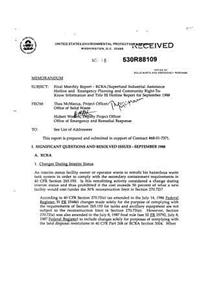 RCRA-superfund Industry Assistance Hotline and Emergency Planning and Community Right-to-know Information and Title III Hotline Report For September 1988