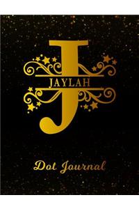 Jaylah Dot Journal: Letter J Personalized First Name Personal Dotted Bullet Grid Writing Notebook Black Gold Glittery Space Effect Cover Daily Diaries for Journalists &