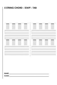 5 String Chord - Staff - Tab