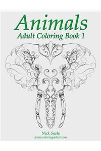 Animals Adult Coloring, Book 1