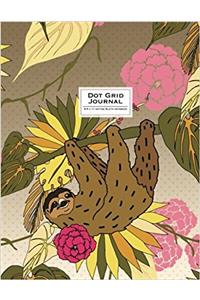 Dot Grid Journal Sloth Notebook: Green, Taupe, Brown, and Pink (Cute Journal)